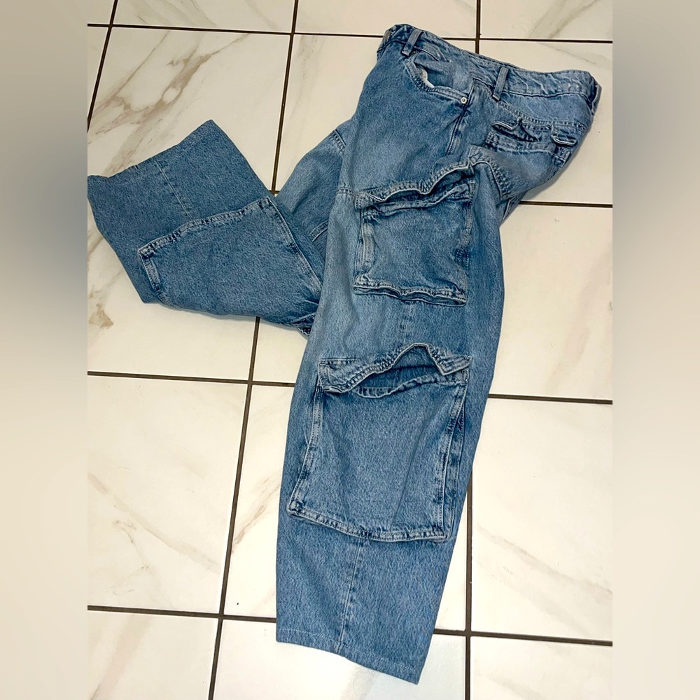 Garage Denim Wide Leg Relaxes fit Pouch Pocket Jeans